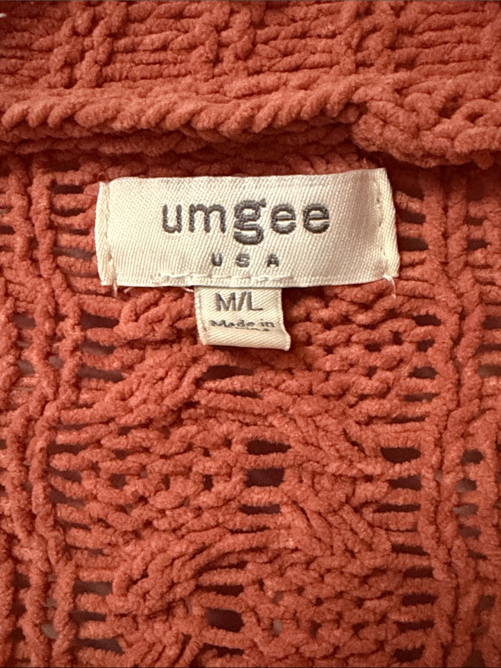 Umgee Cable Knit Open-Front Cardigan - Burnt Orange - Picture 4 of 5